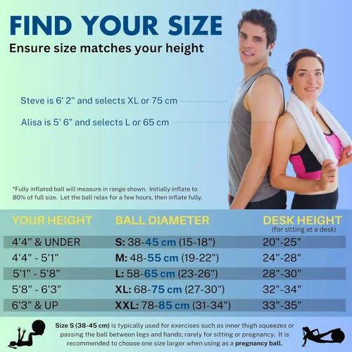 Miniatura 4 de ProBody Pilates Pelota de yoga - Pelotas de ejercicio, varios tamaños, para estabilidad, embarazo, entrenamiento y terapia física