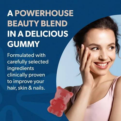 Miniatura 4 de BIOMA Gomitas de belleza para cabello, piel y uñas, apoya el crecimiento y la fuerza con biotina, colágeno, zinc y vitaminas C y D, sin gluten, 180