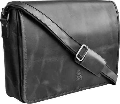 Bolso de mensajero de cuero para hombre, 16 pulgadas, de grano completo, para laptop, vintage, cruzado, oficina, bolso de viaje