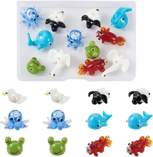 Miniatura 19 de Craftdady - Cuentas de vidrio soplado 2-2 colores mezclados