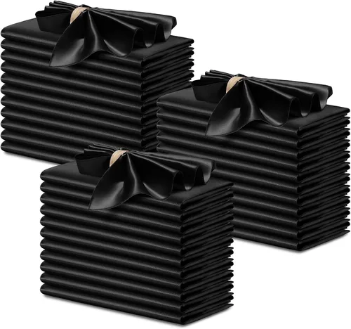Miniatura 11 de P Pothuiny 12 servilletas de satén de color beige sedoso de 17 x 17 pulgadas, servilletas cuadradas lisas de tela de satén, servilletas de mesa