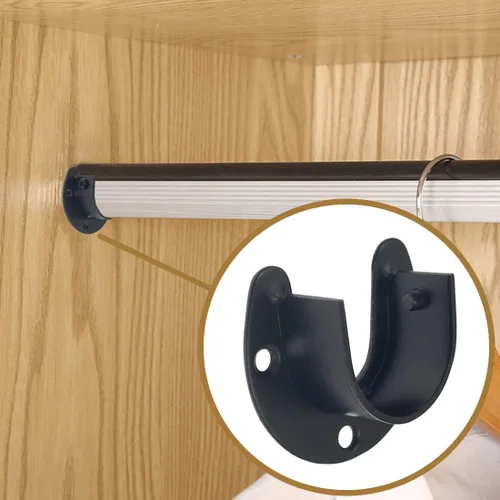 Miniatura 6 de 2 piezas de enchufe de varilla de acero inoxidable resistente, soporte para armario, soporte de barra de brida, soportes de extremo de barra