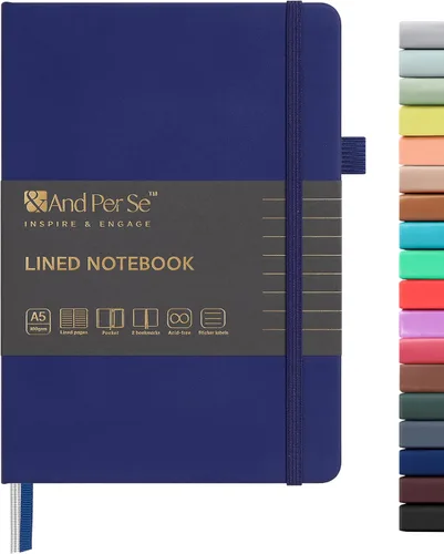 Miniatura 44 de &And Per Se - Cuaderno en blanco, 160 páginas, 5.7 x 8 pulgadas, cuaderno de rayas estrechas con papel grueso para escribir, cuaderno de tapa dura