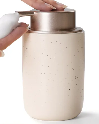 Miniatura 14 de BosilunLife Dispensador de jabón de espuma – Dispensador de espuma de cerámica para lavado de manos para baño, dispensador de jabón pequeño moderno