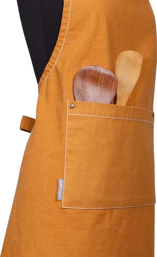Miniatura 6 de AMOUR INFINI Delantales de algodón sólido para mujer con bolsillo, correa ajustable y lazos en la cintura, delantales de chef lavados para cocinar