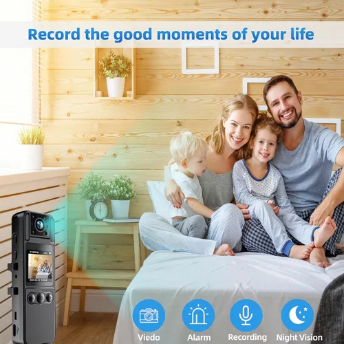 Miniatura 5 de Mini cámara corporal 4K con grabación de video, cámara corporal WiFi portátil con lente giratoria de 180° y visión nocturna para trabajo, viajes