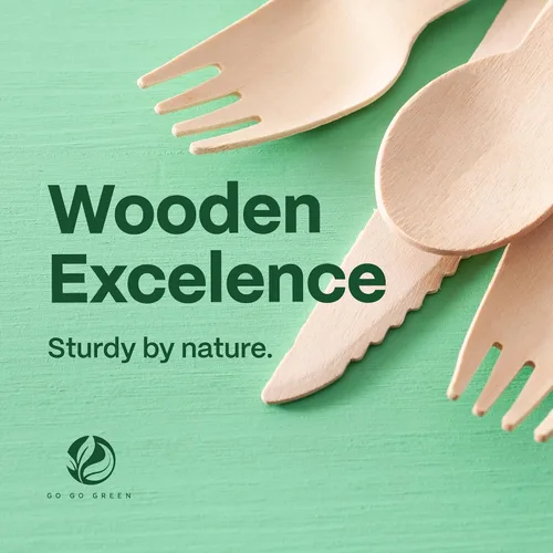 Miniatura 8 de Juego de cubiertos 100% compostables – 300 piezas de utensilios de madera compostables [120 tenedores, 90 cuchillos, 90 cucharas] – Cubiertos