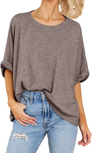 Miniatura 2 de Camiseta de gran tamaño para mujer, de verano, casual, de manga corta, holgada