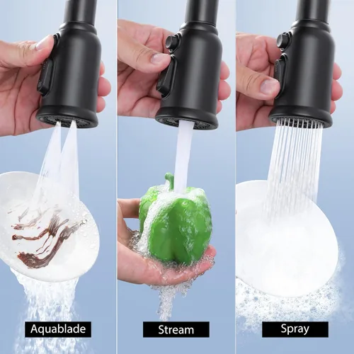 Miniatura 3 de Reemplazo de cabezal de grifo extraíble, cabezal rociador de grifo de cocina de 3 funciones con 9 adaptadores, boquilla de pulverización de cabezal