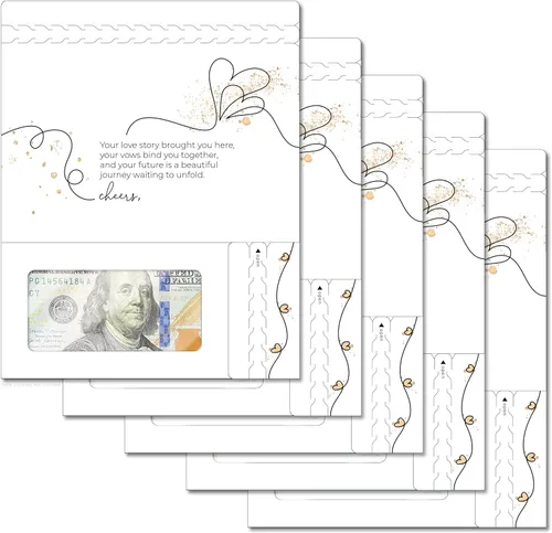 Miniatura 19 de Tarjeta de boda, con dos aperturas de tira para desgarrar, con ventana de plástico transparente que deja ver dinero, cheques o tarjetas de regalo