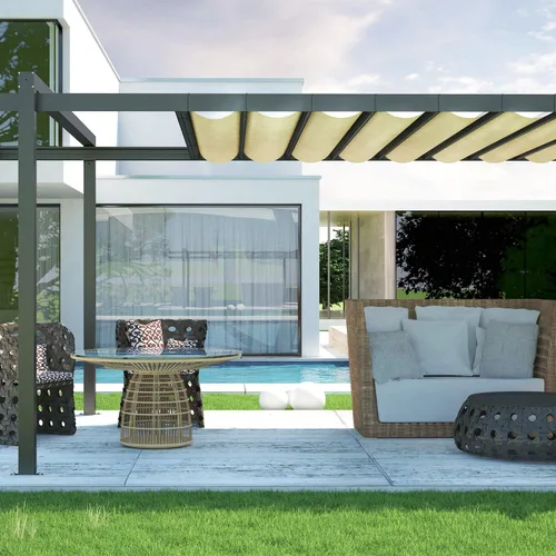 Miniatura 2 de E&K Sunrise - Toldo parasol de 5 x 22 pies, borde recto, 240 GSM, con ojales de anillo en D, bloqueo UV, para exteriores, pérgola, jardín, patio