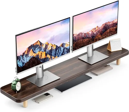 Miniatura 11 de Soporte Dual para Monitor - Elevador de Soporte para Monitor de Madera Grande de 39 Pulgadas, Soporta 220 libras Soporte Ultra Fuerte para 2