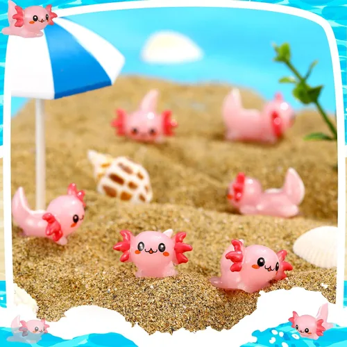 Miniatura 5 de 24 piezas de mini ajolote rosa figura de resina en miniatura de ajolote diminutos figuras de animales adornos, mini figuras de animales para ocultar