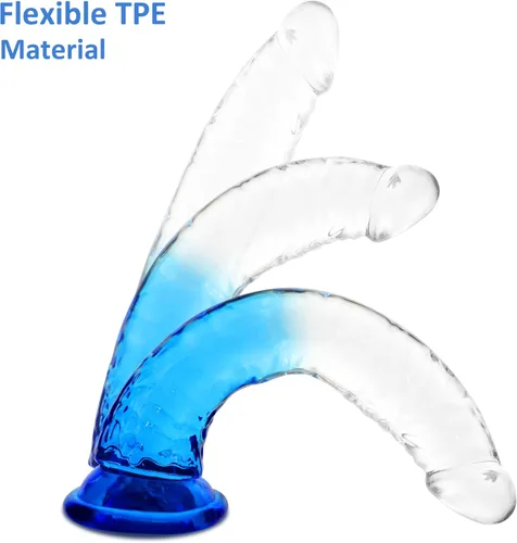 Miniatura 2 de Consoladores grandes de 9.84 pulgadas con ventosa, juguetes sexuales para adultos, tapones flexibles de cristal con eje curvado para mujeres