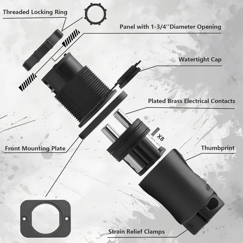 Miniatura 7 de Enchufe y Receptáculo de Motor de Arrastre 70A para Sistemas de 2 o 3 Hilos de 12-48V Compatible con Minn Kota para Barco Marino, Conector