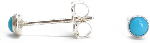 Miniatura 2 de Pequeños aretes de tuerca con piedras preciosas de 0.118 in para mujeres y niñas, bisel redondo de plata de ley 925