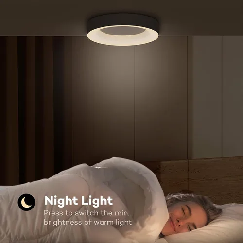 Miniatura 7 de Annaror Lámpara de Techo LED RGB de Montaje al Ras con Control Remoto, Luminaria de Techo Negra de 11 Pulgadas 24W, Color de Luz Cambiable