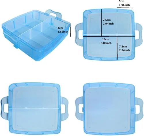 Miniatura 3 de Kamay's Caja de Almacenamiento de Manualidades de Plástico Apilable Transparente de 3 Niveles con Compartimentos Ajustables con Ranura, Organizador