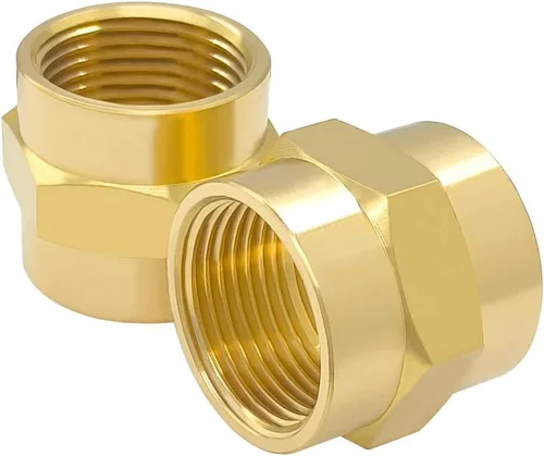 Miniatura 11 de Hooshing 2 unids 1/2 "x 1/2" NPT acoplador hembra de latón sólido hexagonal pezón acoplamiento de tubería
