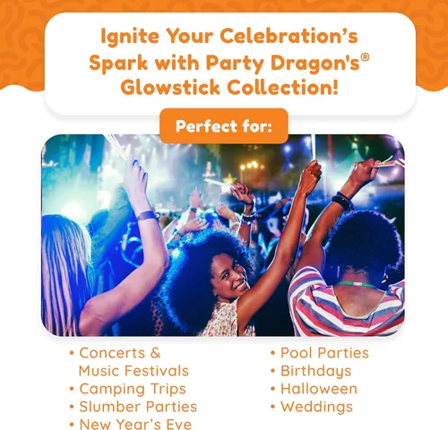 Miniatura 5 de Paquete de fiesta a granel de 209 piezas de Glow Fever incluye 100 palos brillantes de 20 cm y 109 accesorios, con conectores adicionales