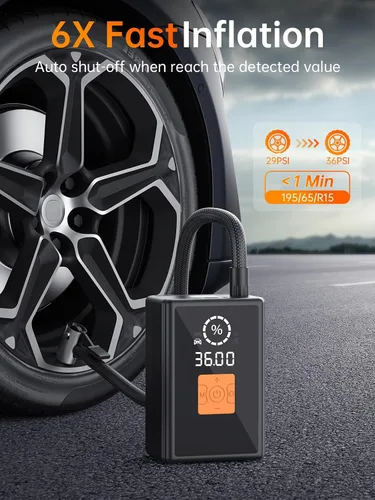 Miniatura 3 de Inflador de neumáticos, compresor de aire portátil, 22 cilindros, bomba de neumáticos 6 veces más rápida, bomba de aire de 150 PSI para automóvil