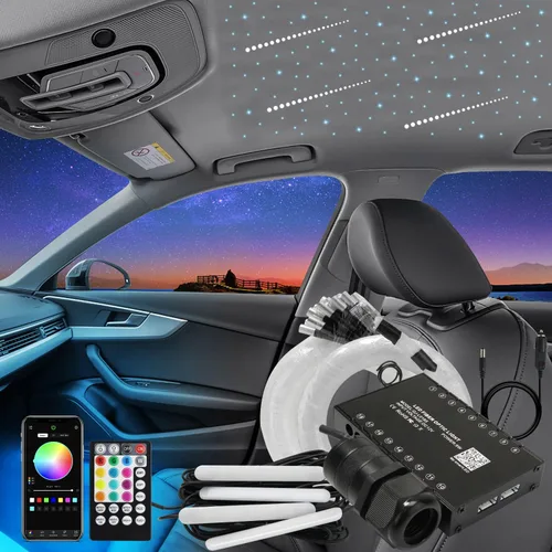 Miniatura 13 de AKEPO Mini 6 W Car Home APP Control de luces de fibra óptica, efecto de meteoro+cable de fibra mixta, 430 piezas (0.75+1+0.059 in) 9.8 pies/9.8 ft +