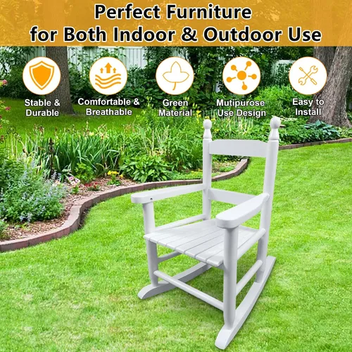 Miniatura 6 de Mecedoras para niños, mecedoras clásicas de madera para niños y niñas, mecedora para interiores y exteriores, para salas de sol, porches, salas