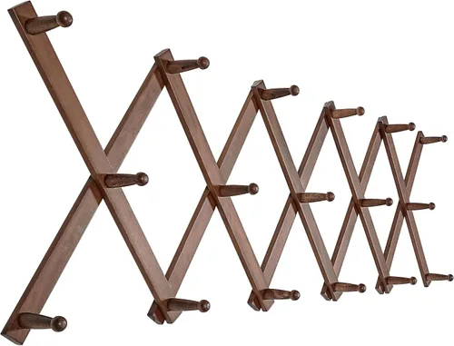 Miniatura 45 de SKOLOO Perchero para sombreros de pared con 17 ganchos, madera maciza, moderno, ampliable, perchero de pared para abrigos, sombreros, bolsos, gorras