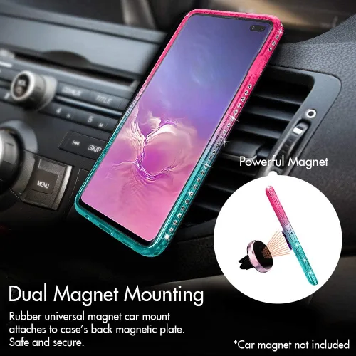 Miniatura 4 de Silverback Funda para Samsung Galaxy S10, funda con purpurina holográfica líquida móvil con soporte de anillo, funda protectora delgada con Verde