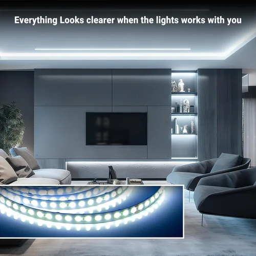 Miniatura 2 de DAYBETTER 16.4FT Tira de luces LED COB regulable, luces LED de alta luminosidad, 6500K blanco brillante de luz diurna, 24V, 140 LEDs, cinta LED Luz
