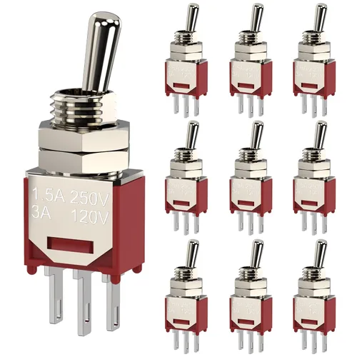 Miniatura 9 de 20 unidades de 4 tipos de interruptores de palanca CA 5A/125V 2A/250V 3-6 pines terminales de encendido/apagado/encendido 2-3 posiciones SPDT Mini