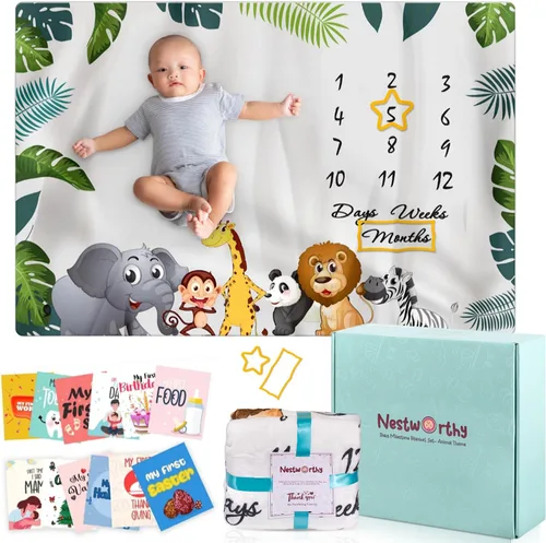 Miniatura 9 de Manta Milestone para niña – Regalo perfecto para niñas recién nacidas, manta de fotos esenciales para recién nacidos, para edad y crecimiento