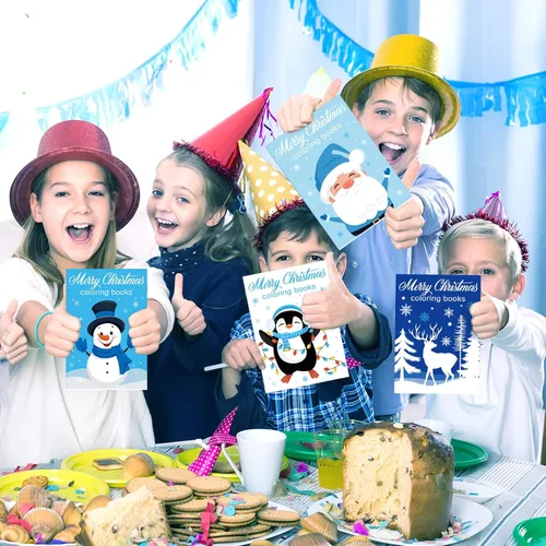 Miniatura 6 de Faccito 24 Piezas Paquetes de Libros para Colorear de Navidad a Granel Libro para Colorear de Invierno Mini Muñeco de Nieve Pan de Jengibre Santa
