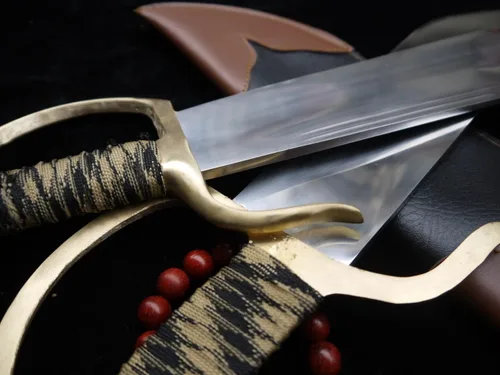 Miniatura 6 de Chinese Wing Chun - Espadas de mariposa Bart Cham Dao - Cuchillas de acero inoxidable hechas a mano con funda de cuero, accesorios de latón
