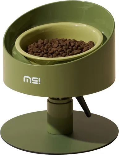 Miniatura 8 de MS!MAKE SURE Cuencos ajustables elevados para gatos, Cuencos elevados de cerámica para gatos, Tazón para mascotas con almohadilla de goma SF-Rosa