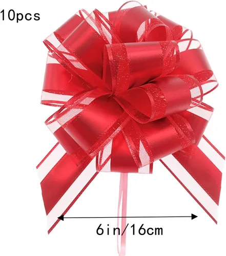 Miniatura 2 de GAKA 10 lazos rojos, lazos grandes de 6 pulgadas para envolver regalos o cestas de flores, Navidad, día de San Valentín, varias decoraciones