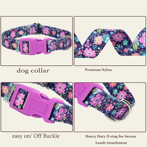 Miniatura 9 de Collares de Perro para Niñas con Patrones de Margaritas, Lindo Collar Rosa para Perras, Collares Ajustables Blandos y Duraderos para Perros XS 12