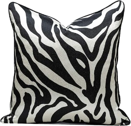 Miniatura 2 de Juego de 2 fundas de almohada decorativas con estampado de animales, estampado de cebra y guepardo, fundas de cojín en blanco y negro para sala