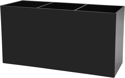 Cerpourt Organizador de brochas de maquillaje negro, soporte de almacenamiento de brochas cosméticas de acrílico con 3 ranuras, soporte para lápices