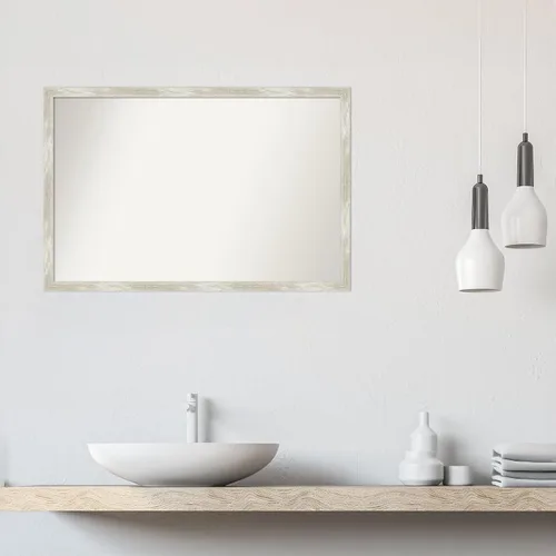 Miniatura 5 de Amanti Art Espejo de baño plateado para sobre el fregadero, 24 x 36 pulgadas, espejo de tocador rectangular estrecho metálico agrietado, marco
