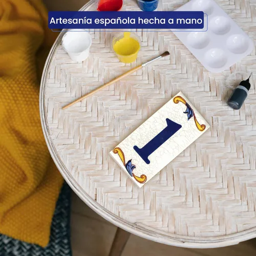 Miniatura 6 de Número de casa - Número para casa, cerámica esmaltada, técnica española pintada a mano, nombres y direcciones (Margin)