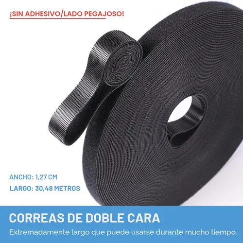 Miniatura 2 de Rollo de gancho y bucle de 1/2 pulgadas x 100 pies Tiras de doble cara, correas autoadhesivas Sujetadores reutilizables multiusos para el hogar