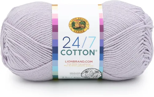 Miniatura 52 de Lion Brand Yarn, Hilo ligero mercerizado de algodón 24/7 para tejer, ganchillo y manualidades, Almirante, 1 paquete, 185 yardas de fibra natural