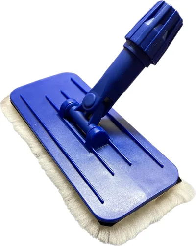 Mopa de lana de cordero auténtica para limpieza de pisos, polvo, encerado, fregona plana de 9 pulgadas con recambios de lana de cordero