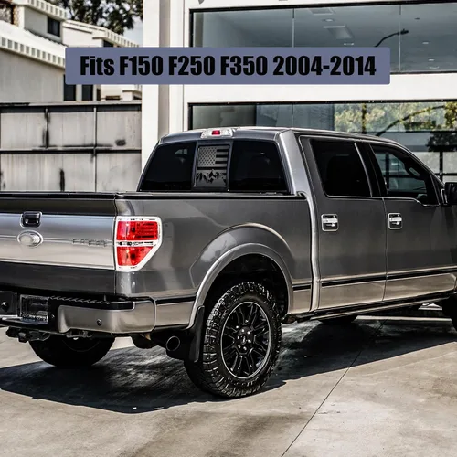 Miniatura 6 de Adhesivo de vinilo para Ford F150 F250 F350 2004-2014 para ventana trasera trasera media con bandera estadounidense, color negro mate Mountain
