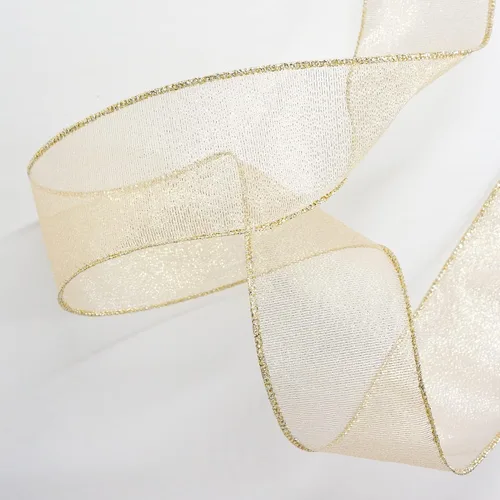Miniatura 4 de ALTIER - Cinta con alambre metálica dorada ligera de 2.5 pulgadas x 40 yardas para decoración navideña del hogar, envoltura de regalos, fabricación