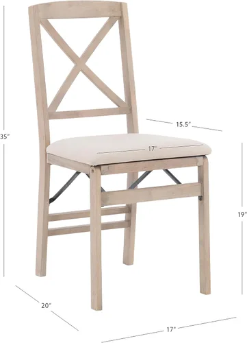Miniatura 3 de Keira Silla plegable de madera gris lavado con asiento tapizado beige y respaldo clásico de madera X por Linon