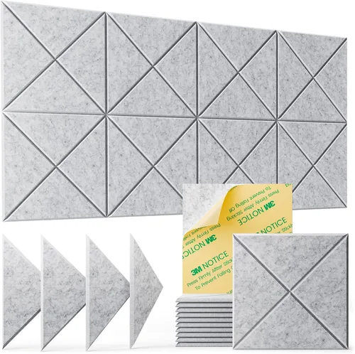 Miniatura 21 de Paquete de 22 paneles acústicos autoadhesivos, 12"X 12"X 0.4" paneles de espuma insonorizante, paneles de pared insonorizados de alta densidad