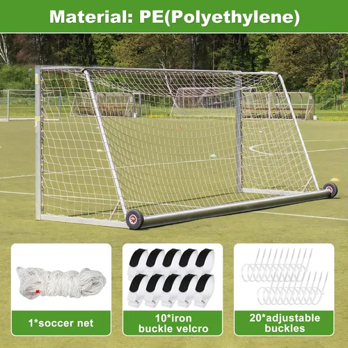Miniatura 2 de 3mm Thicker Soccer Net, Full Size Soccer Goal Net, Durable Polyethylene Football Net with Installation Accessories,24 x 8ft / 18 x 6.5ft / 10 x