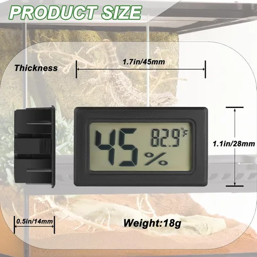 Miniatura 2 de Termómetro y medidor de humedad para reptiles Termómetro digital de terrario rectangular Accesorios para jaula de dragón barbudo Medidor